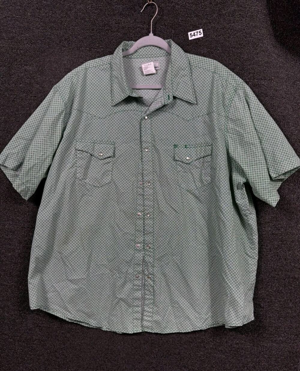 Wrangler Wrancher Shirt Mens Size 3X Green Pearl Snap MTW1416 Short Sleeve